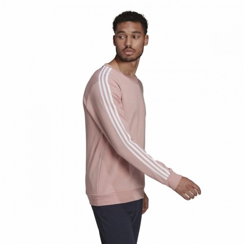 Vīriešu Sporta Krekls bez Kapuča Adidas Essentials French Terry 3 Stripes Rozā image 4