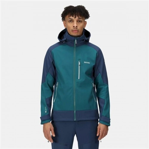 Men's Sports Jacket Regatta Hewitts VII Blue Green Hood image 4