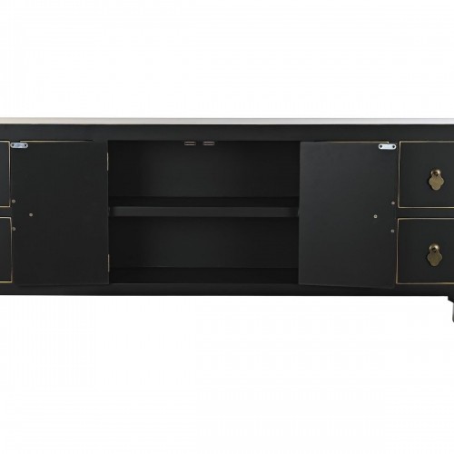 TV furniture DKD Home Decor Black Oriental White Golden White/Black Metal Fir MDF Wood 130 x 26 x 51 cm image 4