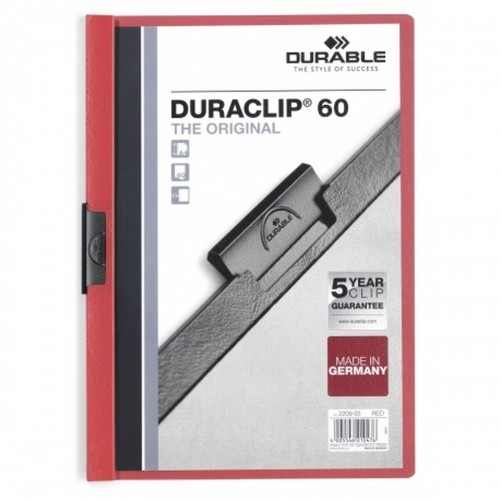 Document Folder Durable Duraclip 60 Red Transparent A4 25 Pieces image 4