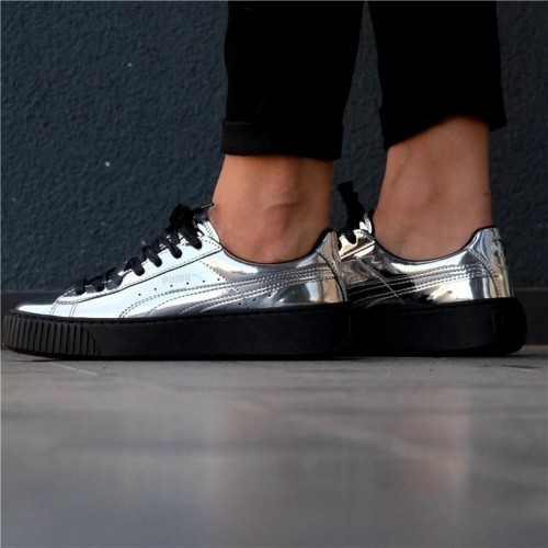 Sporta Bikses Sievietēm Puma Basket Platform Metallic  Gaiši pelēks image 4