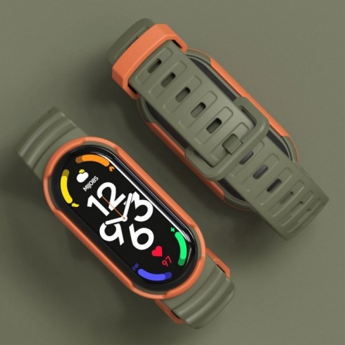 Tech-Protect watch strap IconBand Hybrid Xiaomi Mi Band 7, army green/orange image 4