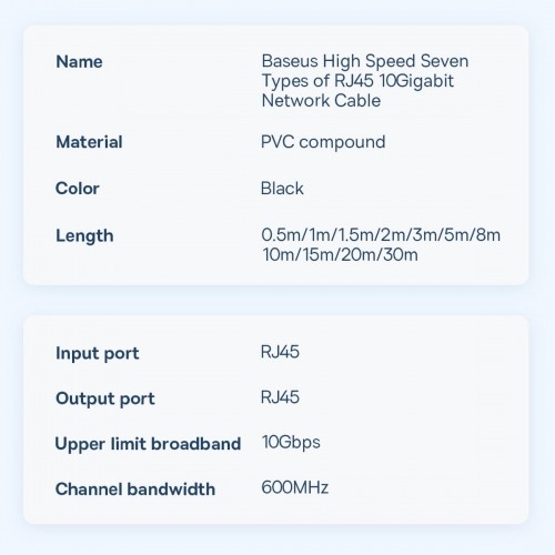 Baseus Speed Seven High Speed RJ45 Network Cable 10Gbps 20m Black (WKJS010901) image 4