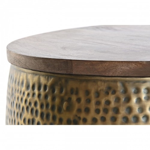 Вспомогательный стол DKD Home Decor Позолоченный Металл Древесина манго (74 x 74 x 44 cm) image 4