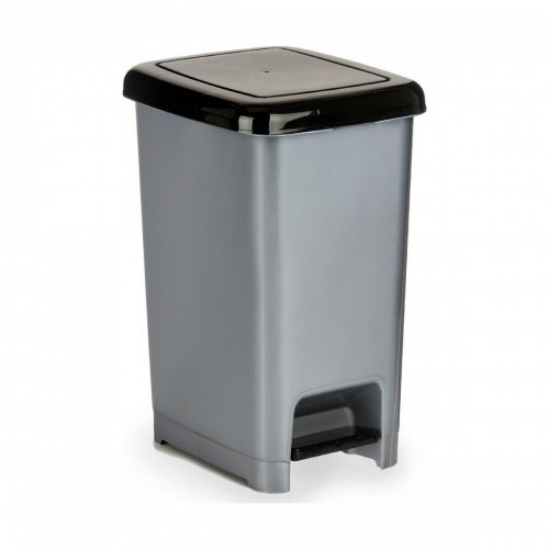 Bigbuy Home Atkritumu tvertne ar pedāli Melns Pelēks Plastmasa 25 L (37 x 47 x 26,9 cm) (8 gb.) image 4
