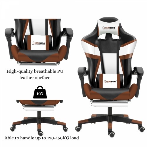 Herzberg Home & Living Herzberg HG-8082: Tri-color Gaming and Office Chair with T-shape Accent Blue image 4
