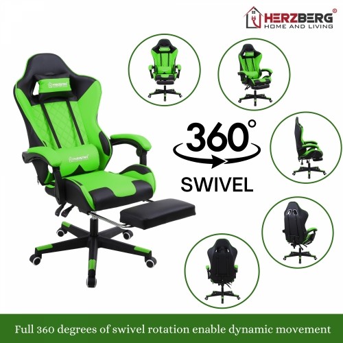 Herzberg Home & Living Herzberg Gaming and Office Chair with Retractable Footrest Red image 4