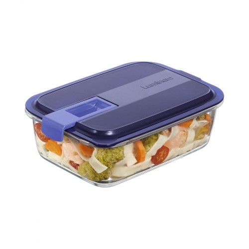 Hermetic Lunch Box Luminarc Easy Box Blue Glass (6 Units) (1,22 L) image 4