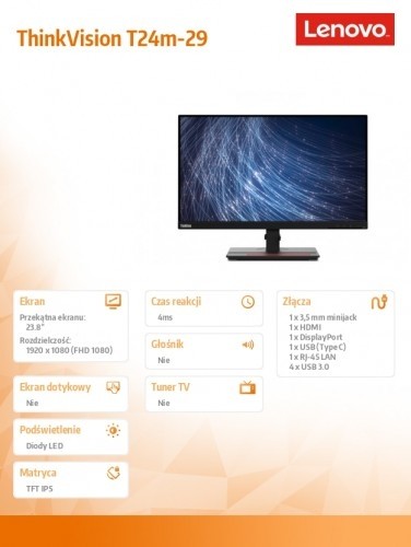 Lenovo Monitor 23.8 ThinkVision T24m-29 63A5GAT6EU image 4
