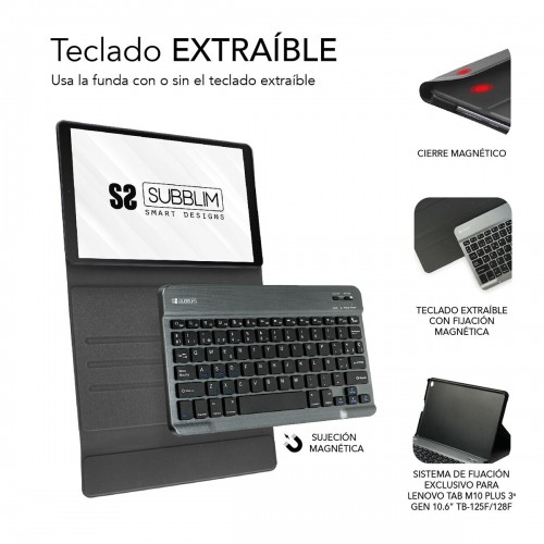 Case for Tablet and Keyboard Subblim LENOVO TAB M10 PLUS 3ª GEN Black 10,6" image 4