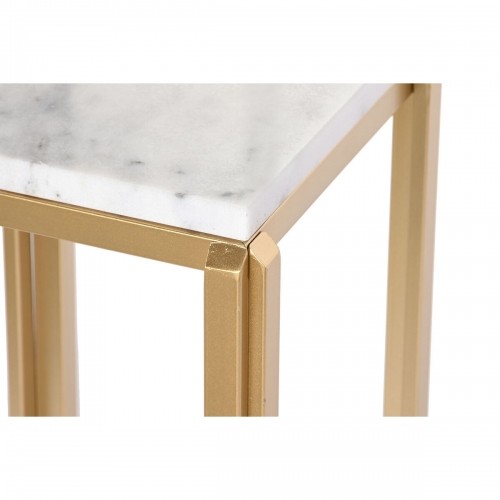 Набор из двух столиков DKD Home Decor 33 x 33 x 70 cm Позолоченный Металл Белый Мрамор image 4