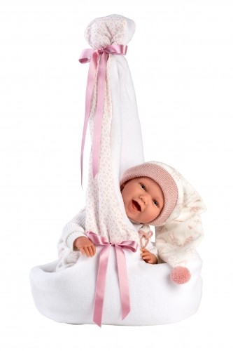 Llorens Кукла младенец Мими 42 см (переноска с аистом, смеется, говорит, с соской, мягкое тело) Испания LL74006 image 4