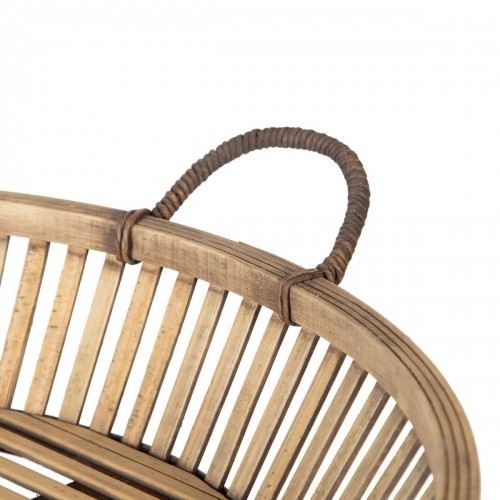 Snack tray 50 x 50 x 9,5 cm Natural Rattan (2 Units) image 4