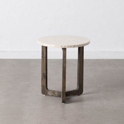 Side table Beige Brown Mother of pearl 40 x 40 x 45 cm MDF Wood image 4