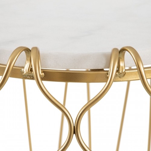 Side table 50 x 50 x 54,6 cm Golden Metal White Marble image 4