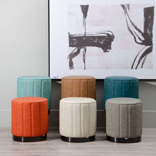 Pouffe Grey Synthetic Leather 38 x 38 x 42 cm DMF image 4