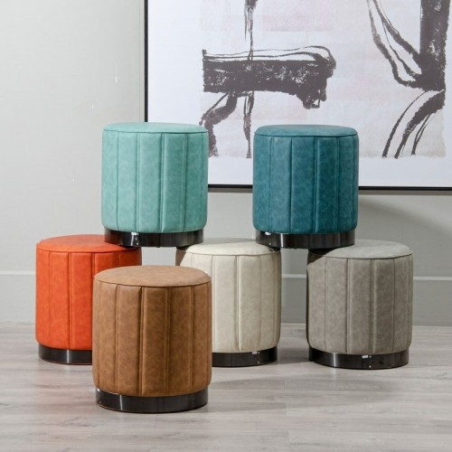 Pouffe Brown Synthetic Leather 38 x 38 x 42 cm DMF image 4