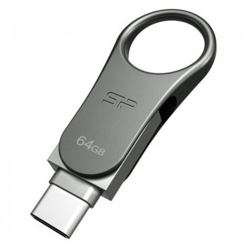 USB Zibatmiņa Silicon Power SP064GBUC3C80V1S 64 GB Melns titāns Sudrabs image 4