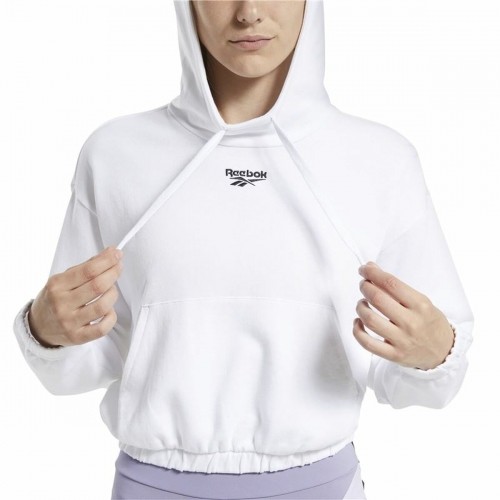 Sieviešu Sporta Krekls ar Kapuci Reebok Sportswear Cropped Balts image 4