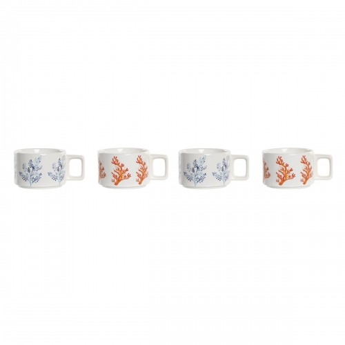 Piece Coffee Cup Set DKD Home Decor Blue Fuchsia Metal Dolomite Coral 260 ml 4 Pieces image 4