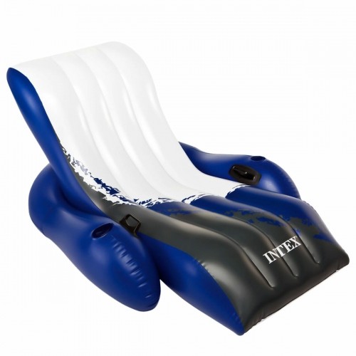 Надувное кресло для бассейна Intex Floating Recliner Синий Белый 180,3 x 66 x 134,6 cm (3 штук) image 4