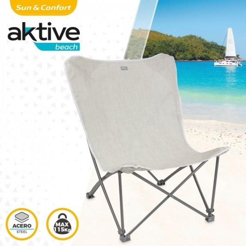 Foldable Camping Chair Aktive Beige 78 x 90 x 76 cm (4 Units) image 4