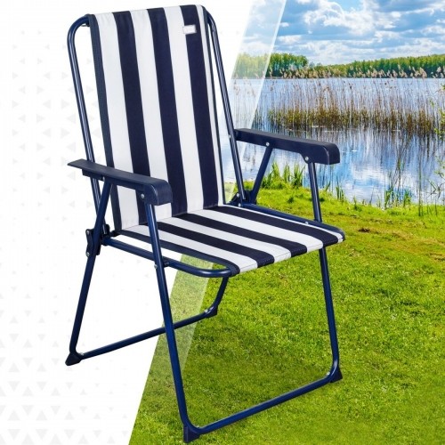 Folding Chair Aktive Striped White Navy Blue 43 x 85 x 47 cm (4 Units) image 4