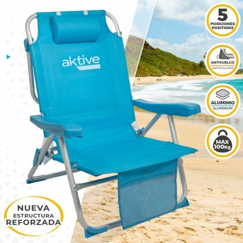 Folding Chair with Headrest Aktive 49 x 80 x 58 cm Blue (2 Units) image 4