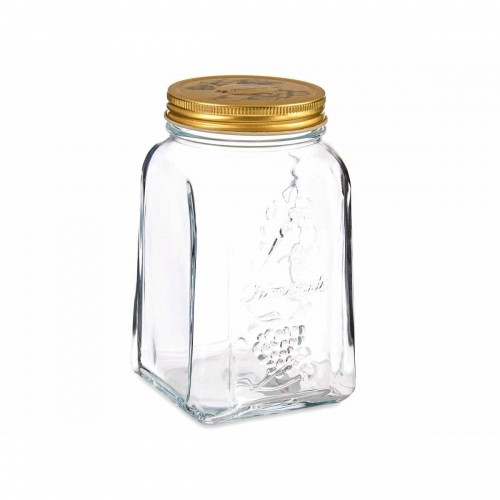 Jar Homemade Transparent Golden Metal Glass 1 L 9,8 x 17 x 9,8 cm (12 Units) image 4