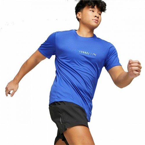 Men’s Short Sleeve T-Shirt Puma Run Favorite Logo Blue image 4