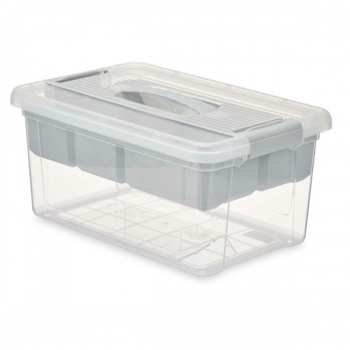 Multi-use Box Grey Transparent Plastic 9 L 35,5 x 17 x 23,5 cm (6 Units) image 4