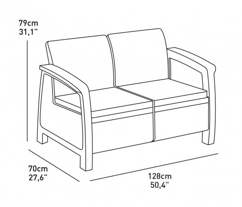 Keter Dārza dīvāns divvietīgs Corfu Love Seat pelēks image 4