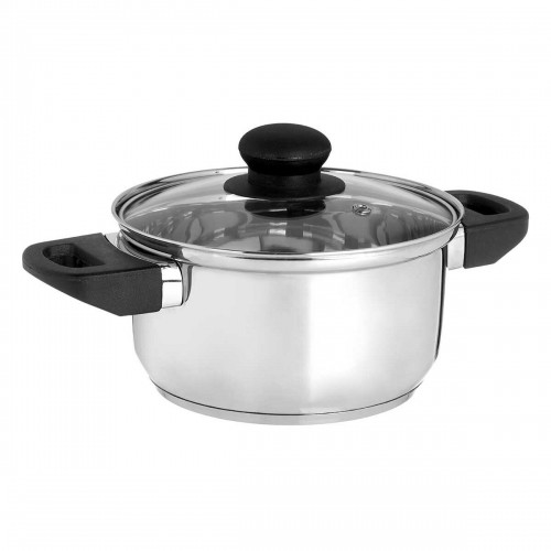 Casserole with glass lid Silver Stainless steel 1,8 L 28 x 9 x 18 cm (6 Units) image 4