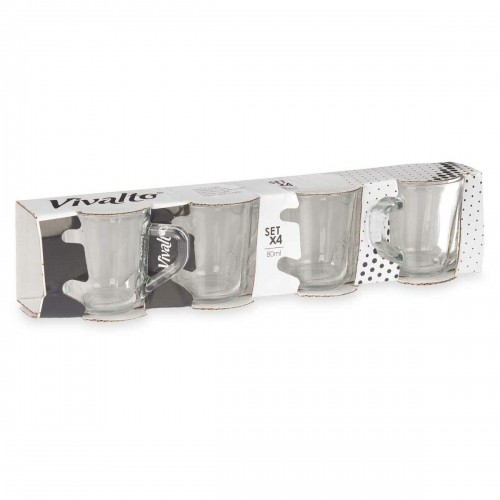 Piece Coffee Cup Set Transparent Glass 80 ml (24 Units) image 4