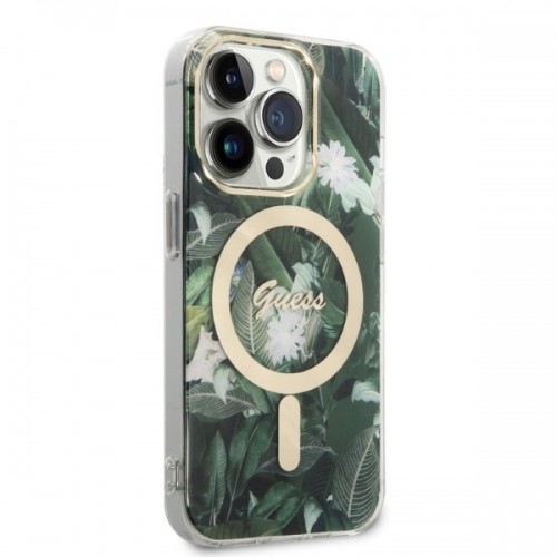 Zestaw Guess GUBPP14XHJEACSA Case+ Charger iPhone 14 Pro Max 6,7" zielony|green hard case Jungle MagSafe image 4