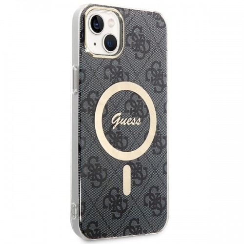 Zestaw Guess GUBPP14SH4EACSK Case+ Charger iPhone 14 6,1" czarny|black hard case 4G Print MagSafe image 4