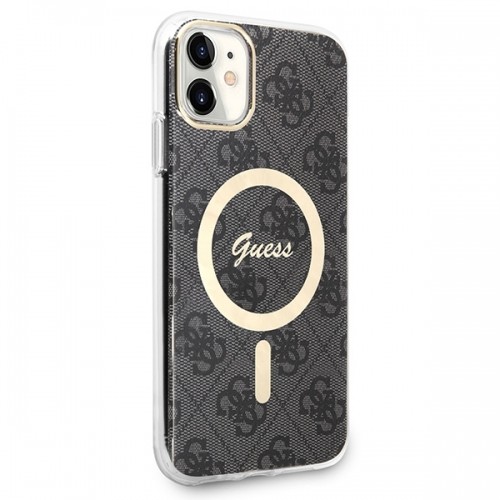 Zestaw Guess GUBPN61H4EACSK Case+Charger iPhone 11 6,1" czarny|black hard case 4G Print MagSafe image 4