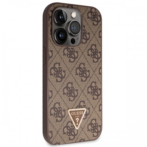 Guess GUHCP15LP4TDSCPW iPhone 15 Pro 6.1" brązowy|brown hardcase Crossbody 4G Metal Logo image 4