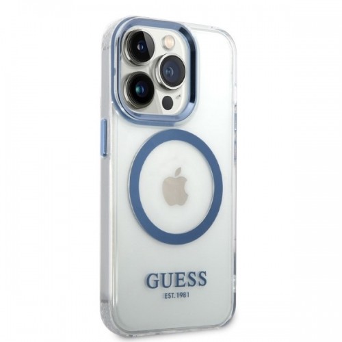Guess GUHMP14XHTRMB iPhone 14 Pro Max 6,7" niebieski|blue hard case Metal Outline Magsafe image 4