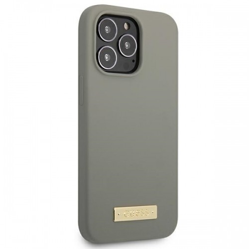 Guess GUHMP13XSPLG iPhone 13 Pro Max 6,7" szary|grey hard case Silicone Logo Plate MagSafe image 4