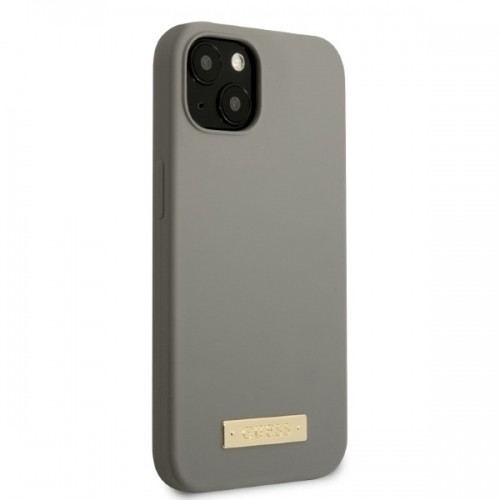 Guess GUHMP13MSPLG iPhone 13 6,1" szary|grey hard case Silicone Logo Plate MagSafe image 4