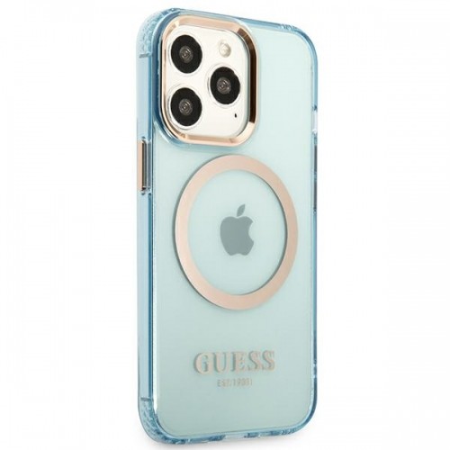 Guess GUHMP13LHTCMB iPhone 13 Pro | 13 6,1" niebieski|blue hard case Gold Outline Translucent MagSafe image 4