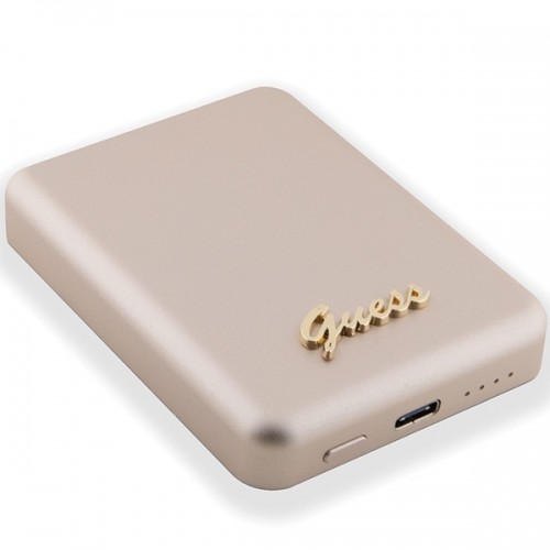 Guess Powerbank indukcyjny 5W GUPBM3ALGSGD 3000mAh złoty|gold MagSafe Metal Script Logo image 4