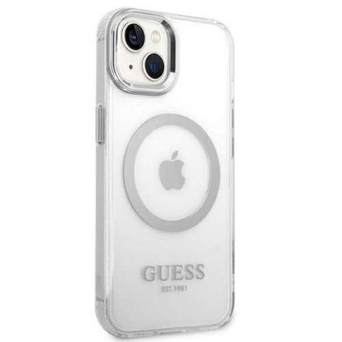 Guess GUHMP14SHTRMS iPhone 14 6,1" srebrny|silver hard case Metal Outline Magsafe image 4