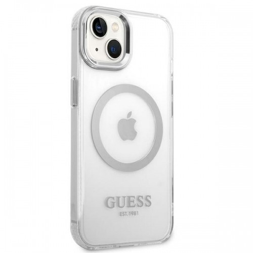 Guess GUHMP14MHTRMS iPhone 14 Plus 6,7" srebrny|silver hard case Metal Outline Magsafe image 4