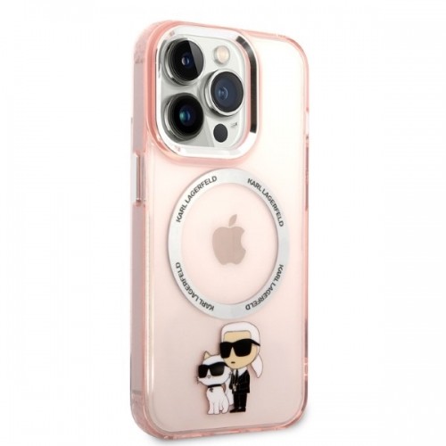 Karl Lagerfeld MagSafe Compatible Case IML Karl and Choupette NFT for iPhone 14 Pro Pink image 4