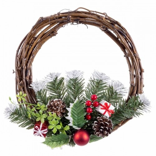 Bigbuy Christmas Ziemassvētku vainags Sarkans Daudzkrāsains Rotangpalma Plastmasa Ananāsi 30 cm image 4