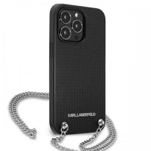 Karl Lagerfeld KLHCP13LPMK iPhone 13 Pro | 13 6,1" hardcase czarny|black Leather Textured and Chain image 4
