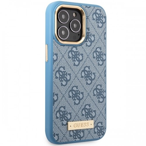 Guess GUHMP14XU4GPRB iPhone 14 Pro Max 6,7" niebieski|blue hard case 4G Logo Plate MagSafe image 4