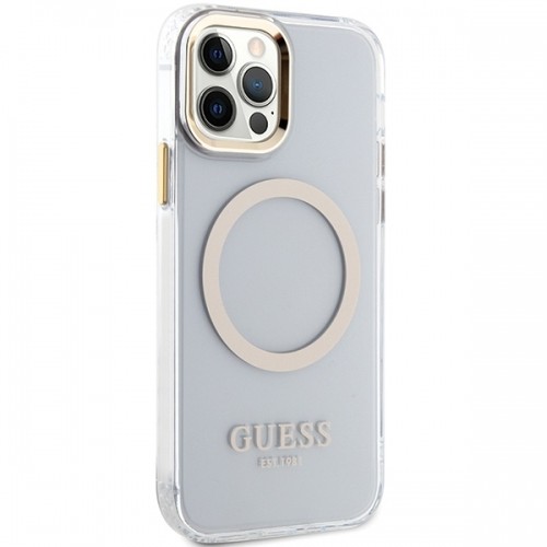 Guess GUHMP12MHTRMD iPhone 12|12 Pro 6.1" złoty|gold hardcase Metal Outline Magsafe image 4